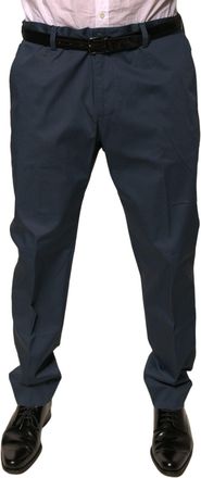 Dolce & Gabbana Dark Blue Cotton Stretch Skinny Men Dress Mens Pants