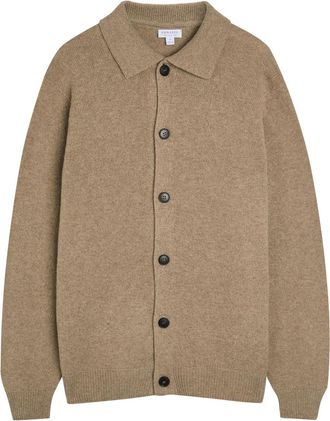 Sunspel Wool Cardigan - Sand - XL