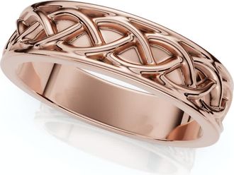 Pompeii3 Mens 6mm Solid 14k Gold Wedding Band Braided Anniversary Ring