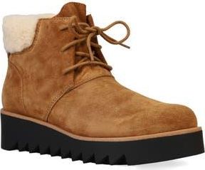 Eileen Fisher Kenille Genuine Shearling Trim Wedge Bootie in Syrup at Nordstrom Rack, Size 7.5