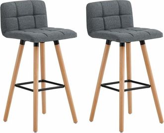 SoBuy Sobuy - Set of 2 Kitchen Breakfast Barstool with Fabric Padded Seat Dark Grey,FST50-DGx2