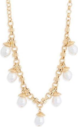 Nordstrom Rack Faux Pearl Charm Necklace in White- Gold at Nordstrom Rack
