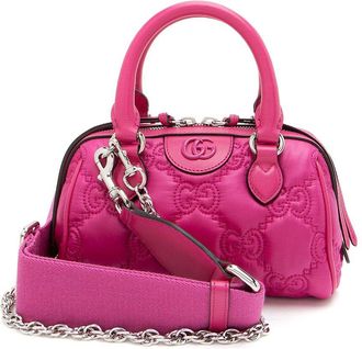 Gucci Pink Jumbo Gg Matelasse Nylon Mini Bowling Bag (Authentic Pre-Loved)