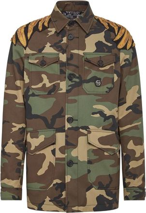 Philipp Plein Jassen, Heren, Groen, L, Katoen, Safari Katoenen Jas