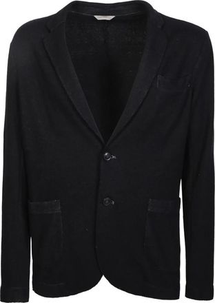 Original Vintage Donkergrijze Jerseyjasje- Revers Kraag - Heren - Blazers - Grijs - XL - Jassen