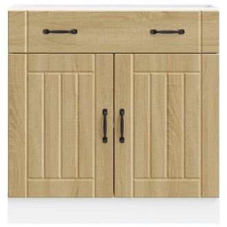 Berkfield Home Kitchen Base Cabinet Lucca Sonoma Oak Engineered Wood in Light Tan