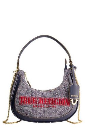 True Religion Logo Small Hobo Bag in Navy at Nordstrom Rack