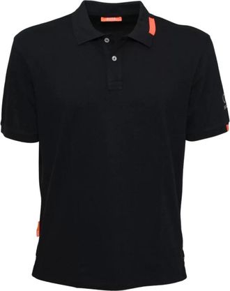 Suns Klassiek Zwart Poloshirt met Fluorescerend Tagdetail - Heren - Polos - Zwart - S - Katoen - Tops