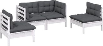 vidaXL Juego De Muebles De Jard&iacute;n 4 Pzas Y Cojines Madera Maciza Pino Vidaxl