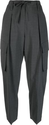 Brunello Cucinelli Tropical monili cargo trousers - women - Elastane/Polyamide/Virgin Wool/Polyester/Cupro/Acetate/Eco Brass - 44 - Grey