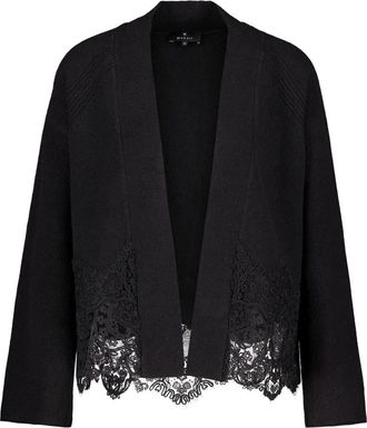 Monari Cardigan met kanten bies - Dames - Vesten - Zwart - M - Wol - Truien & Vesten