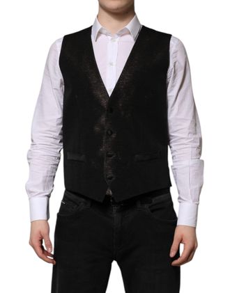 Dolce & Gabbana Dark Brown Dress Formal Men Waistcoat Mens Vest