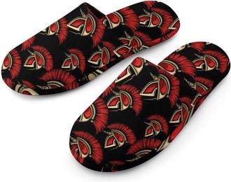 Generic Spartan Helmet Mens Flannel Slipper Soft Comfy House Shoes Non Slip Winter Warm Indoor Outdoor Slippers