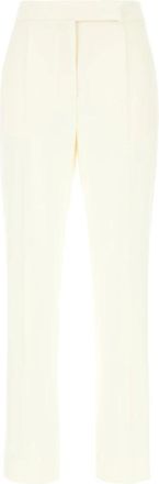 Max Mara Stijlvolle Broeken voor Vrouwen - Dames - Straight fit broeken - Beige - M - Wol - Broeken