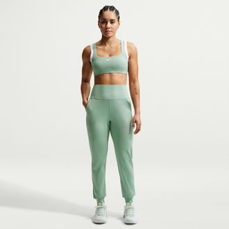 Nike Womens One High-Waisted Full-Length Knit Jogger Pants in Green | IB9139-006