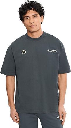 AllSaints Emblem Short Sleeve Crew Mens T Shirt Washed Black : 2XL, Cotton