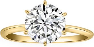 Pompeii3 Certified 2 1/2CT Lab Grown Diamond Solitaire Thin Engagement Ring 14k Yellow Gold