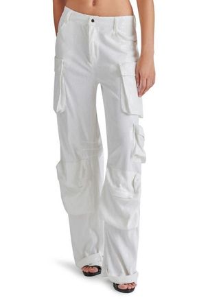Steve Madden Duo Sequin Straight Leg Cargo Pants in White at Nordstrom, Size Small