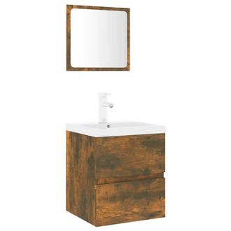 vidaXL Set De Muebles De Ba&ntilde;o Madera Contrachapada Color Roble Ahumado Vidaxl