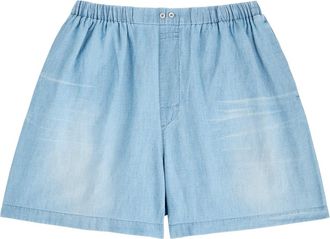 Acne Studios Logo-printed Washed Cotton-blend Shorts - Mid Blu - 52 (IT52 / XL)