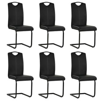 vidaXL Vidaxl - Sillas De Comedor Voladizas 6 Unidades Cuero Sint&eacute;tico Negro
