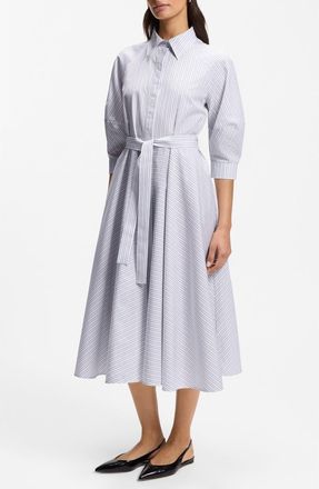 BOSS Debeca Cotton Poplin Midi Shirtdress in Artic Ice at Nordstrom, Size 12