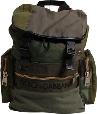 Dolce & Gabbana Camouflage Canvas Rugzak - Heren - Rugzakken - Groen - ONE Size - Katoen - Tassen