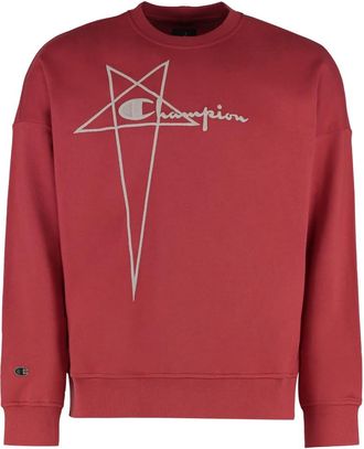 Rick Owens Cotton Crew-Neck Sweatshirt - Heren - Sweatshirts - Rood - XS - Katoen - Hoodies & sweatvesten