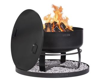 Cook King Kit De Brasero De Jard&iacute;n viking Xxl De 80 Cm Con Tapa De 81,5 Cm Con Borde Y Base Decorativa Redonda De Piedra De 100 Cm