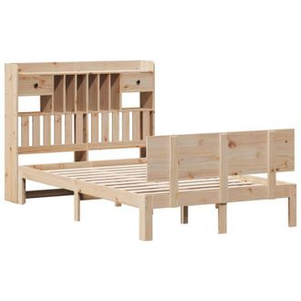 vidaXL Bookcase Bed without Mattress 135x190 cm Double Solid Wood Pine vidaXL