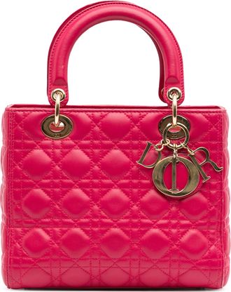 Dior Pre-owned Womens Lady Top Handle Quilted Bag - Poppy Leather - One Size