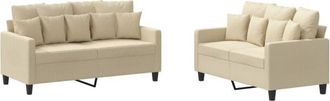 vidaXL Juego De Sof&aacute;s Con Cojines 2 Piezas Tela Crema Vidaxl