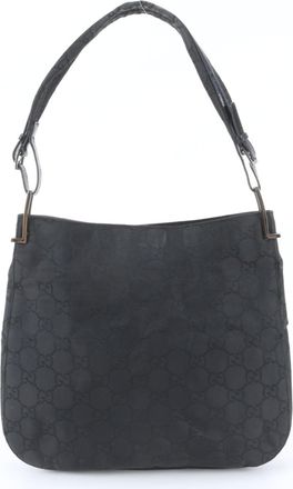 Gucci Black Leather Nylon Handbag Shoulder Bag Tote Bag (Pre-Owned)