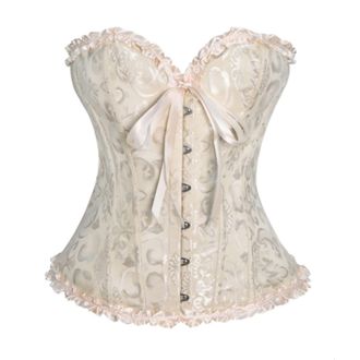 Generic Womens Corset Top Lace Up Satin Boned Overbust Bustier Top Vintage Bridal Lingerie Bodyshaper Halloween Gothic Underbust Sexy Bodysuit XS-6XL