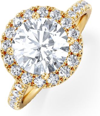 The Diamond Store 2.80ct Reina Lab Diamond Halo Engagement Ring in 18K Gold F/VS1