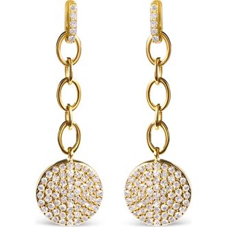 House of Brilliance 18K Yellow Gold Plated Silver 1.0 Ct Diamond Cluster Dangle Chain Earrings at Nordstrom