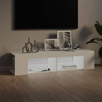 Berkfield Home TV Cabinet with LED Lights White 135x39x30 cm | Size: 135 x 39 x 30 cm
