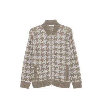 PANICALE Houndstooth-pattern Sequin-embellished Cardigan