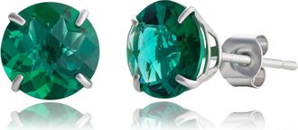 MAX + STONE 10k Yellow or White Gold 8mm Round Cut Gemstone Birthstone Stud Earrings