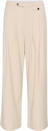 Gestuz Wide Broeken - Dames - Wijde Broeken - Beige - 2XL - Wol - Broeken