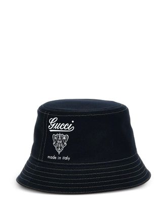 Gucci Coat Of Arms contrast-stitching bucket hat - men - Cotton - S - Blue
