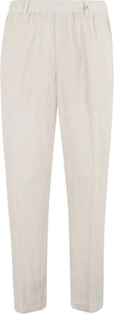 Myths Slim-fit Trousers, male, White, 3XL, Linen Tapered Trousers in Cream