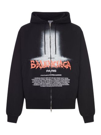 Balenciaga THE DOOR OVERSIZED ZIP SWEATSHIRT IN BLACK DRY FLEECE - Balenciaga - Man