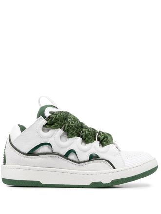 Lanvin Curb panelled lace-up sneakers - women - Calf Leather/Calf Leather/Rubber/Polyester/Polyester/Spandex/Elastane/Spandex/Elastane - 35 - White