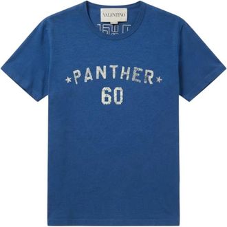 Valentino Panther T-shirt met korte mouwen - Dames - Tops - Blauw - Maat: M Katoen