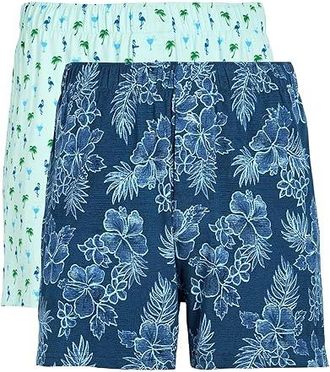 Tommy Bahama 2-Pack Knit Boxers Mens Underwear Navy Floral/Light Blue Palm : 2XL (44-46 Waist), Cotton/Spandex