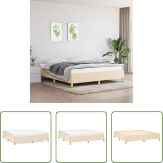 vidaXL Letto con doghe - Giroletto senza Materasso Crema 160x200 cm in Tessuto
