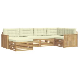 vidaXL Set Di Divani Da Esterno 6 Pz Bianco E Crema Poliestere Vidaxl