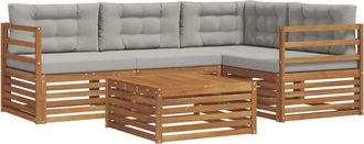 vidaXL Conjunto De Sof&aacute;s De Exterior 5 Uds. Gris Natural Y Claro Vidaxl