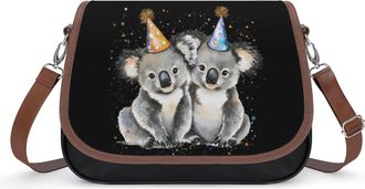 Generic Koala Bear Birthday Crossbody Bag Womens Handbag PU Message Bags Shoulder Purse with Adjustable Strap